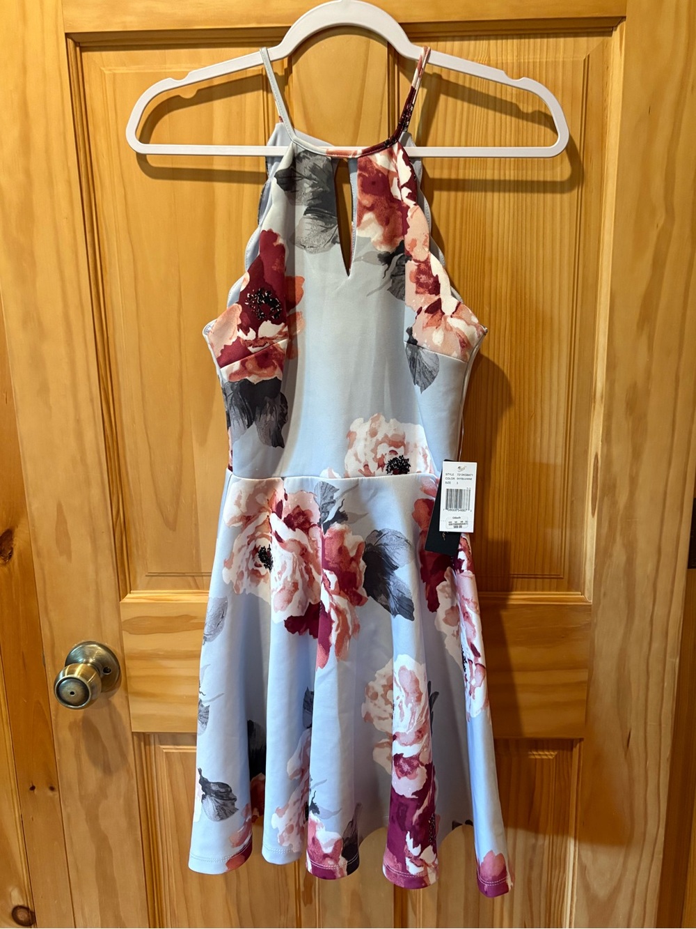 Jodi Kristopher Juniors Halter Skater Dress Blue Pink size 3 NWT
